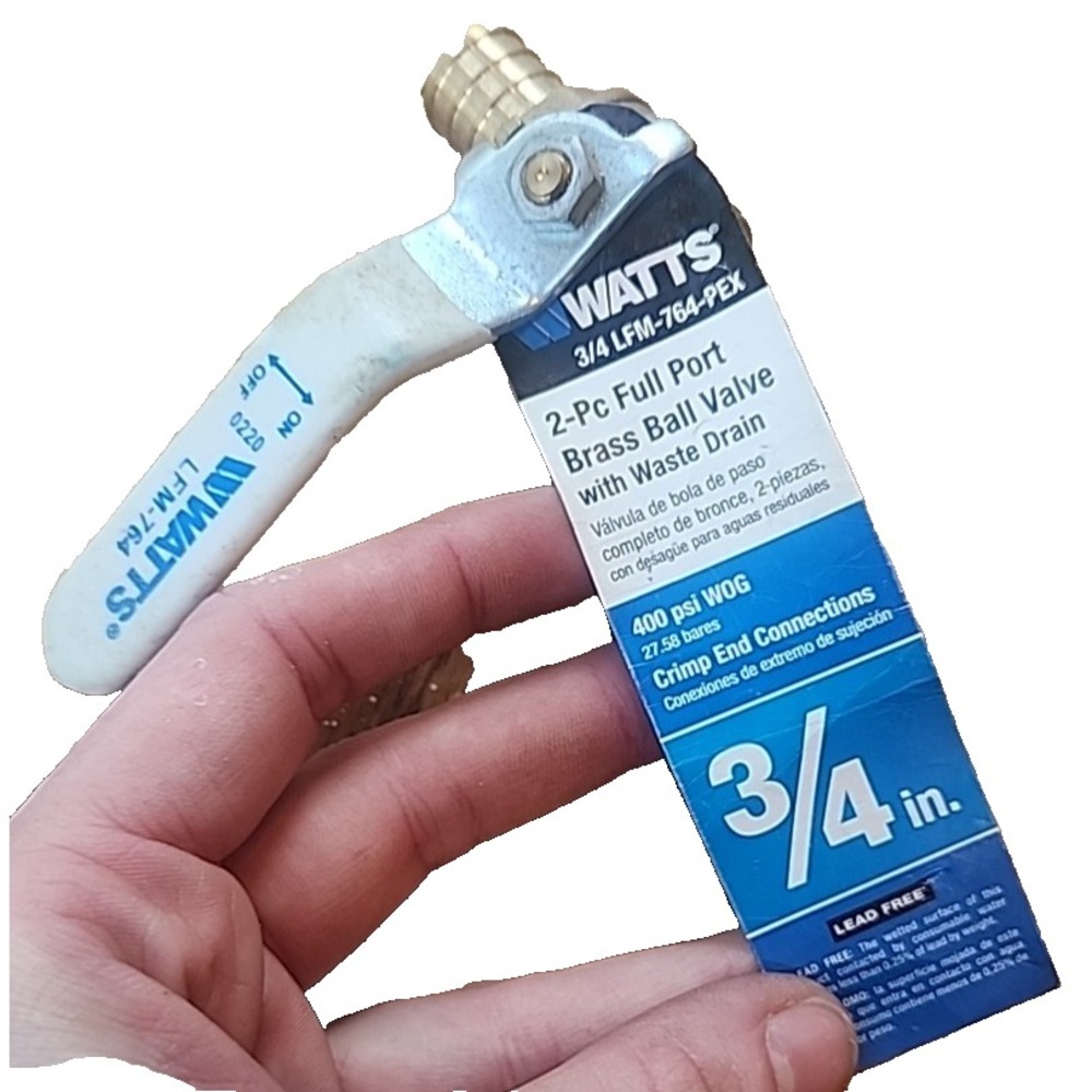 Watts 2-piece Full Port Brass Ball Valve w Waste Drain P/N 3/4 LFM-764-PEX